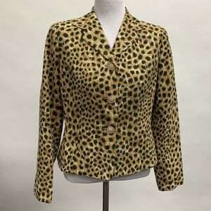 Judith Hart Women's Blazer Jacket 8 Petite Multicolor Brown Animal Print
